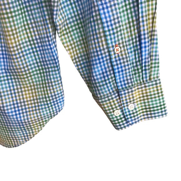 J McLaughlin Green Blue Plaid Cotton Button Down Long Sleeve Shirt Size …New - Picture 7 of 9